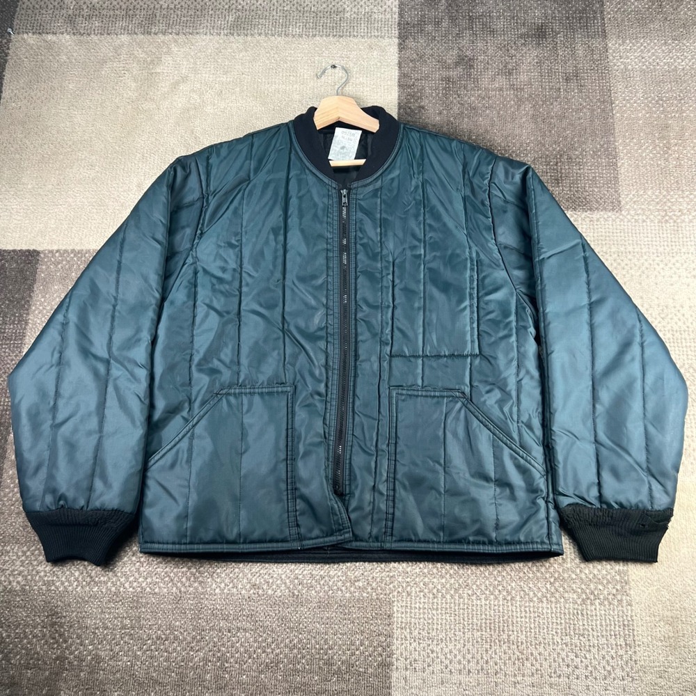 RefrigiWear 0925R Quilted Insulated Cooler Jacket Mens XL Teal Green Bomber
